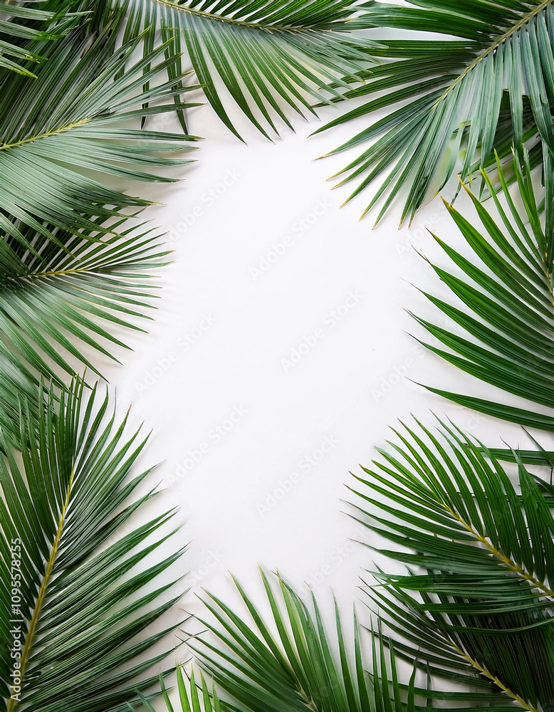 Naklejka premium Palm Leaves Border Lush Tropical Greenery Clipart for Invitations and Greeting Cards