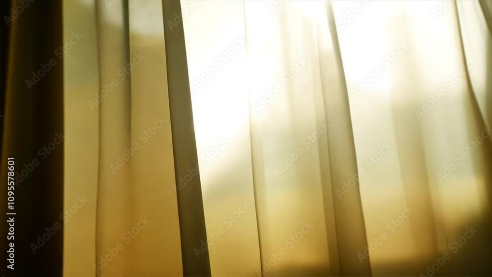 Soft Translucent Curtains Embracing Sunlight and Golden Hues for Serene Home Interior with Window Fabric Elegance Soft Translucent Curtains Embracing Sunlight and Golden Hues for Serene Home Interior with Window Fabric Elegance