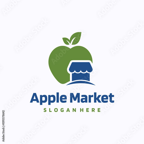 Apple market logo design template. Fruit shop concept. Creative vector symbol.