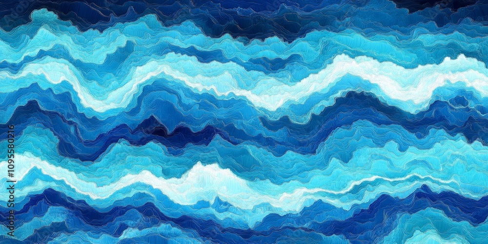 Abstract Seamless Ocean Waves Digital Art Background in Turquoise Blue and Teal Abstract Seamless Ocean Waves Digital Art Background in Turquoise Blue and Teal