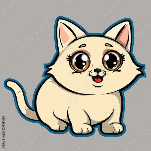 Adorable Cartoon Cat Character with Playful Expression and Charm