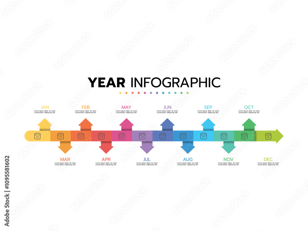 Naklejka premium Infographic template for business. 12 Months modern Timeline diagram calendar, presentation vector infographic.