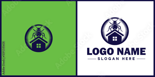  Pest Control icon Exterminating services Vermin control Insect control flat logo sign symbol editable vector