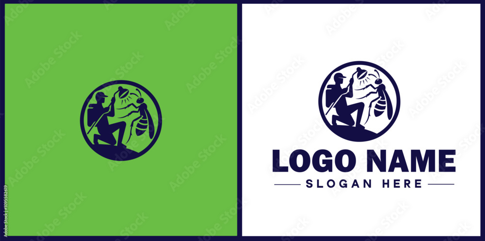 Obraz premium Pest Control icon Exterminating services Vermin control Insect control flat logo sign symbol editable vector