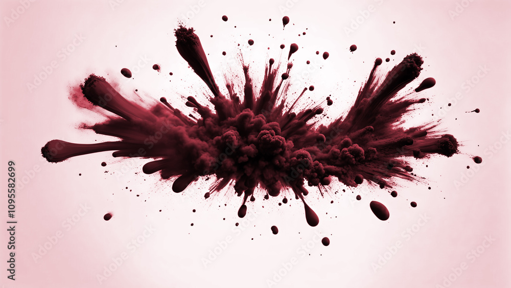 Dynamic Black Ink Explosion on White Background Dynamic Black Ink Explosion on White Background