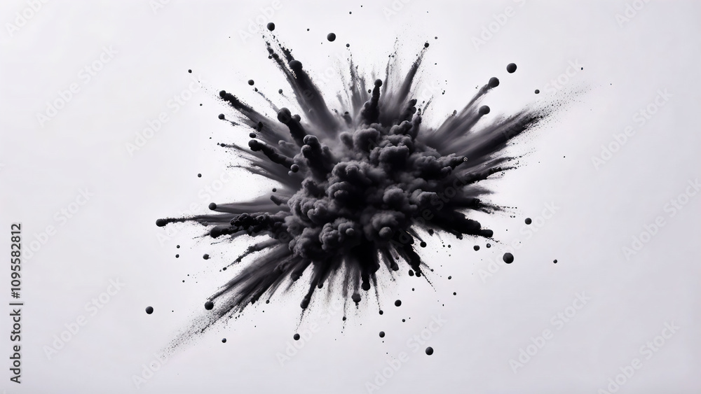Dynamic Ink Explosion on White Background Dynamic Ink Explosion on White Background