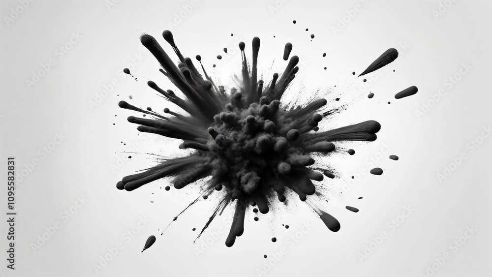 Dynamic Ink Explosion on White Background Dynamic Ink Explosion on White Background