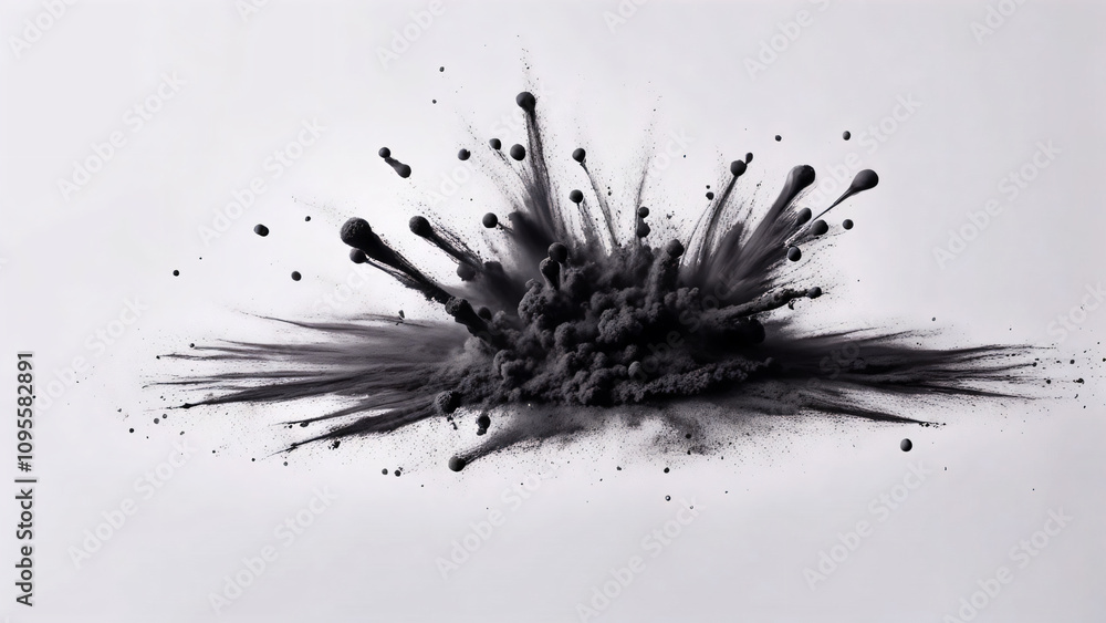 Dynamic Ink Explosion on White Background Dynamic Ink Explosion on White Background
