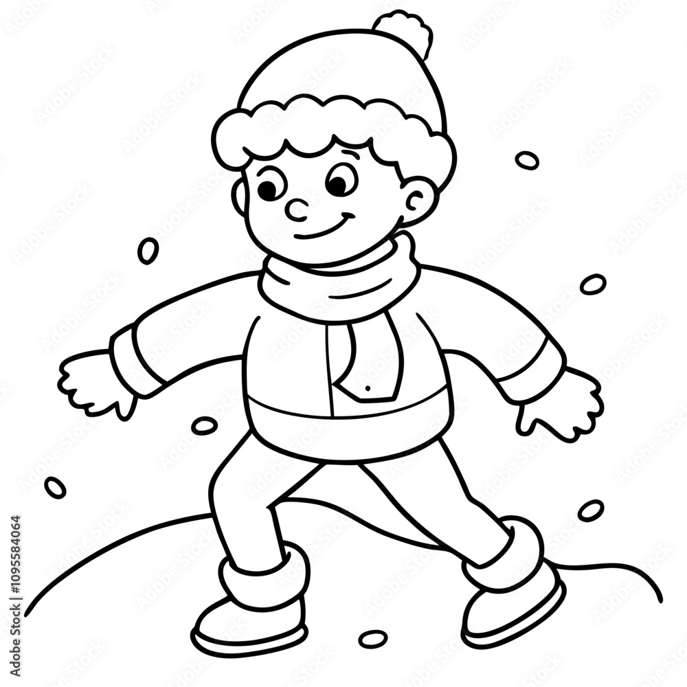 Fototapeta premium cute boy playing with snow