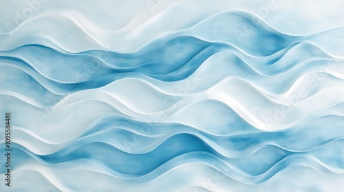 The image is a blue and white wave that is very long