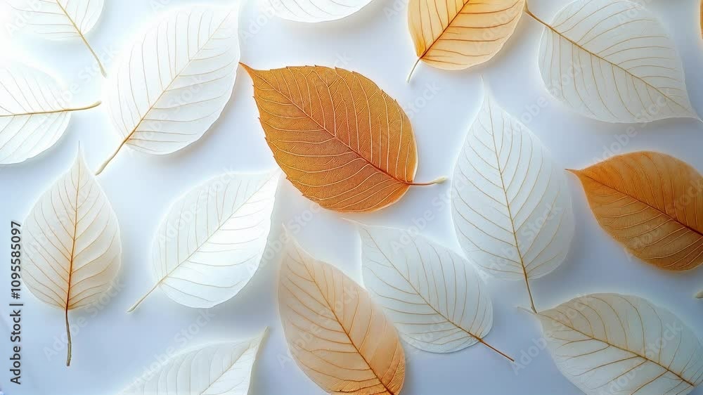 Translucent Leaves Arrangement in Autumn Colors and Textures Translucent Leaves Arrangement in Autumn Colors and Textures