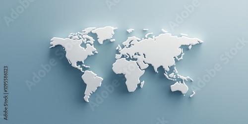 Fototapeta Naklejka Na Ścianę i Meble -  Minimalistic world map art soft blue gradient background graphic design digital art modern aesthetic