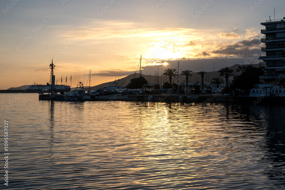 Sunset Panorama of city of Kavala, Greece Sunset Panorama of city of Kavala, Greece