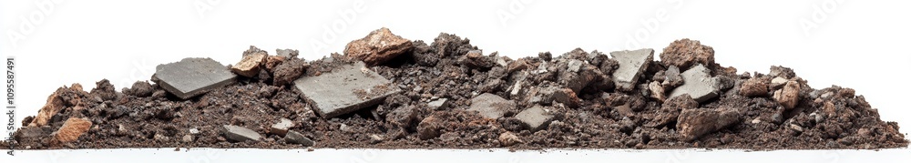 pile of concrete debris rubble heap isolated on white background broken fragments waste stones trash gravel disaster destruction pile of concrete debris rubble heap isolated on white background broken fragments waste stones trash gravel disaster destruction