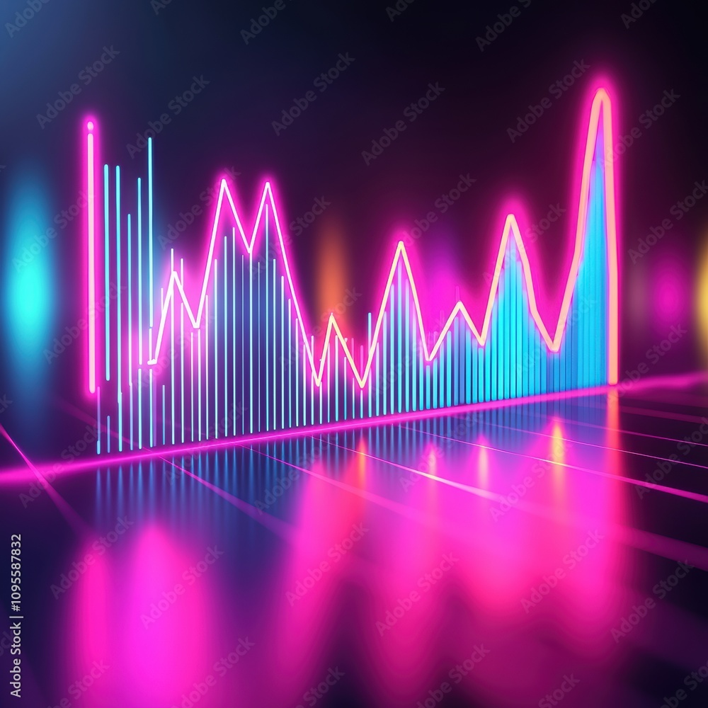 Trading in electric energy stocks concept. A vibrant digital graph showcases fluctuating data with neon colors against a dark background, illustrating trends and insights in a modern aesthetic. Trading in electric energy stocks concept. A vibrant digital graph showcases fluctuating data with neon colors against a dark background, illustrating trends and insights in a modern aesthetic.