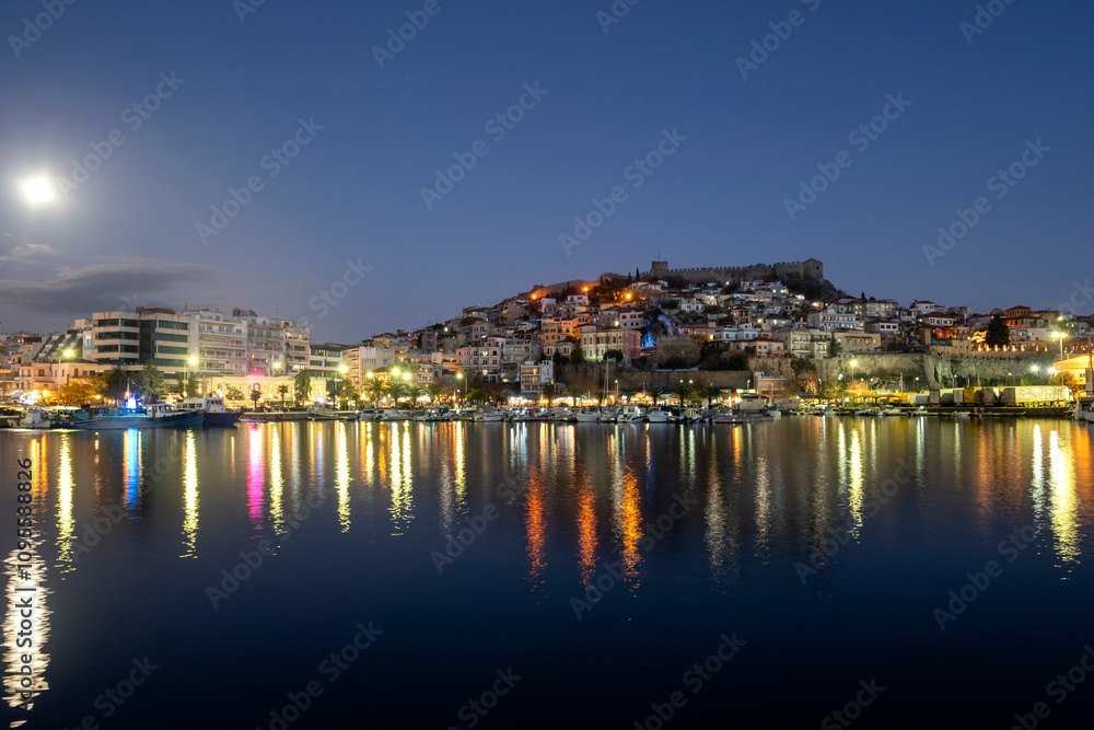 Sunset Panorama of city of Kavala, Greece Sunset Panorama of city of Kavala, Greece