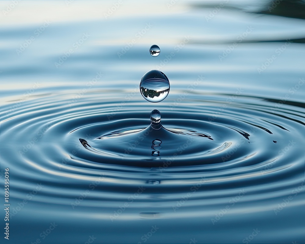 Water drop creates ripples on the surface. This high-quality image depicts the beauty and simplicity of nature, perfect for use in design projects related to water, nature, and tranquility. Water drop creates ripples on the surface. This high-quality image depicts the beauty and simplicity of nature, perfect for use in design projects related to water, nature, and tranquility.