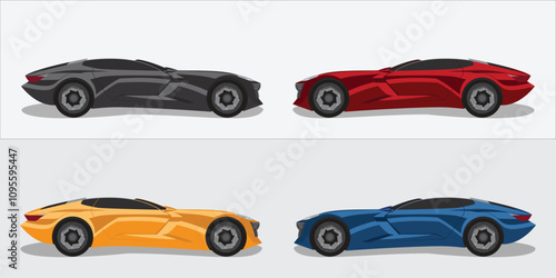 Vector template Illustration set of Sports Car with different colors