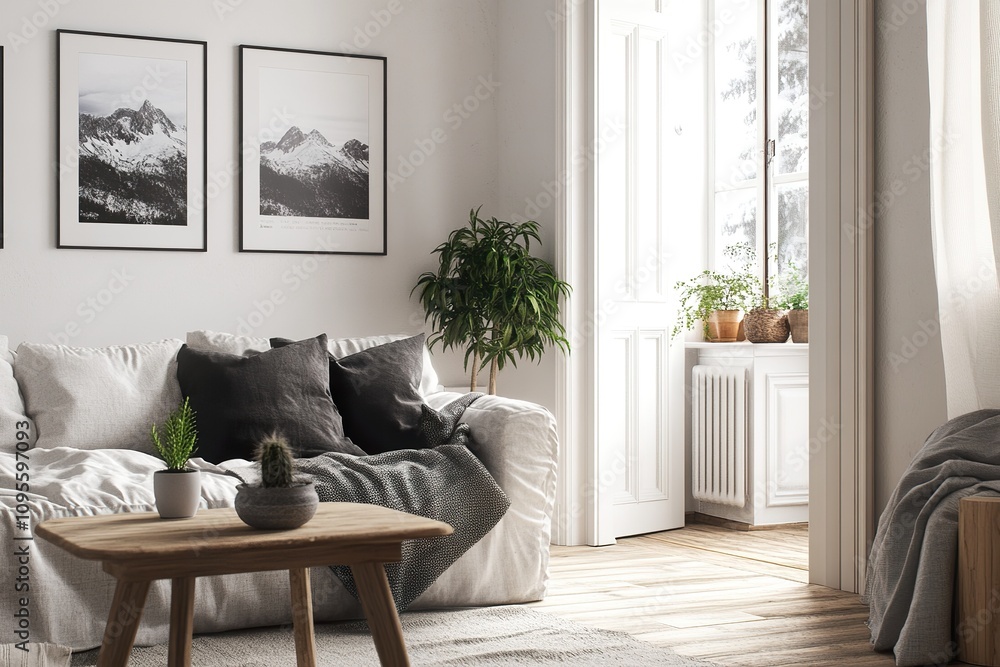 Fototapeta premium 3d render. Modern living room interior.