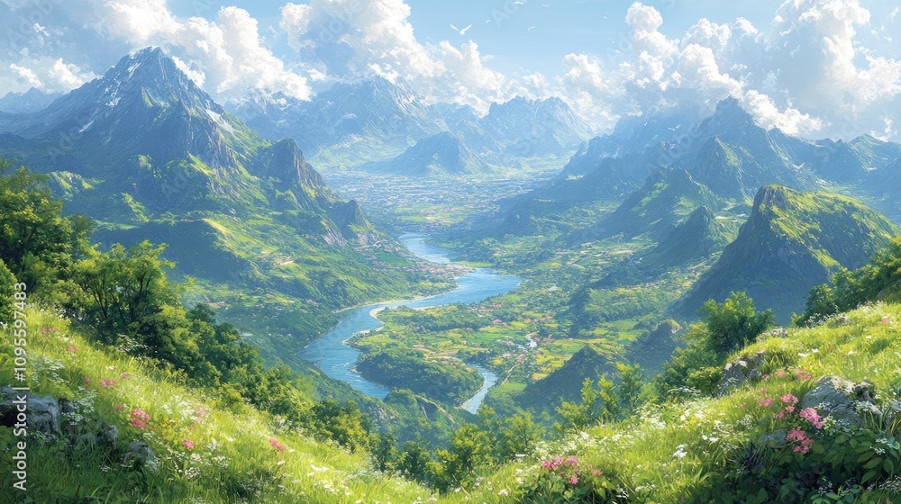 Obraz premium Mountain Valley Landscape