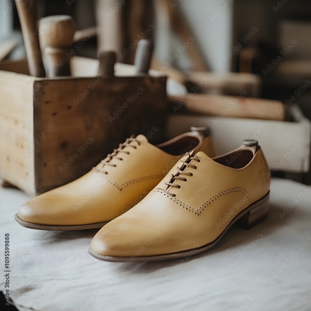 Classic Tan Brogue Oxford Shoes: A pair of elegant tan brogue oxford shoes with a timeless design. They are a stylish and versatile choice for any occasion, from a wedding to a business meeting. Classic Tan Brogue Oxford Shoes: A pair of elegant tan brogue oxford shoes with a timeless design. They are a stylish and versatile choice for any occasion, from a wedding to a business meeting.