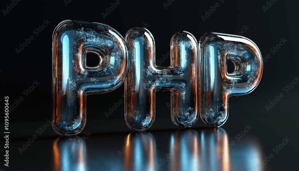 PHP Programming Language 3D Logo with Reflection PHP Programming Language 3D Logo with Reflection