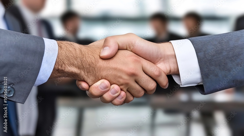 Business Partners Shaking Hands for a Professional Deal in a Modern Office Environment Business Partners Shaking Hands for a Professional Deal in a Modern Office Environment
