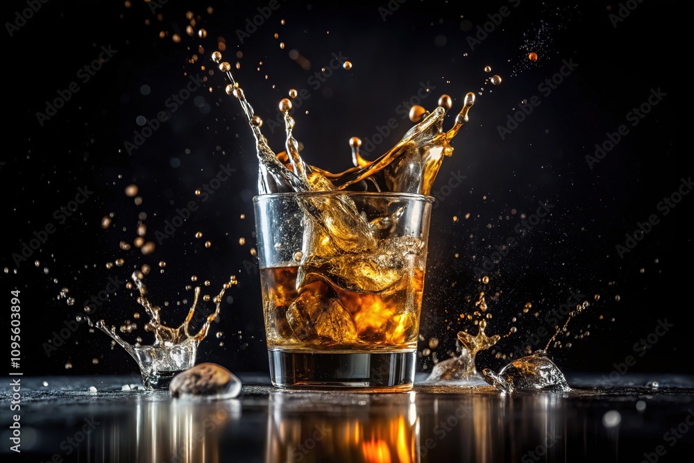 A splash of liquid, a symphony of light against dark. A splash of liquid, a symphony of light against dark.
