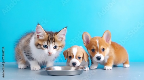 Vet Feeding Adorable Kitten and Puppy in Cozy Recovery Room with Soft Lighting