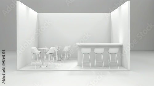 Obraz na płótnie Minimalist White Exhibition Booth Design With Seating w salonie