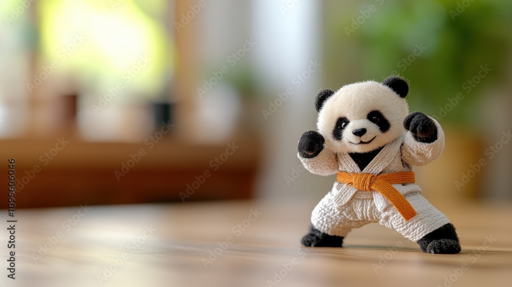 A delightful panda bear in a judo uniform, demonstrating an eager stance, ready for action and playfulness. This image merges cuteness with martial arts flair. A delightful panda bear in a judo uniform, demonstrating an eager stance, ready for action and playfulness. This image merges cuteness with martial arts flair.