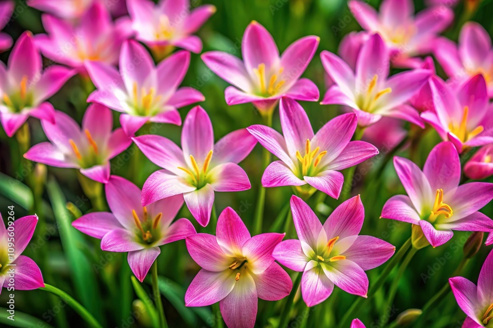Graceful, miniature Zephyranthes flowers, a vibrant aerial display. Graceful, miniature Zephyranthes flowers, a vibrant aerial display.