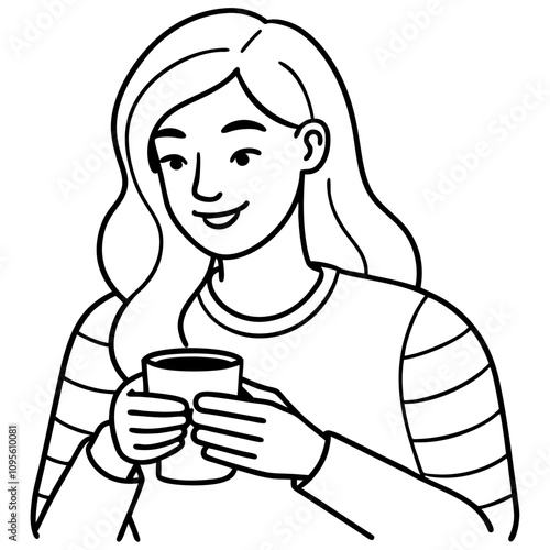 cute woman with a smartphone during a coffee break