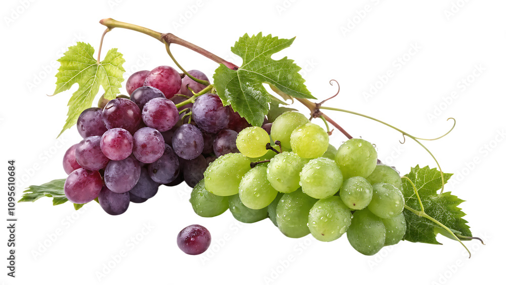 Fototapeta premium Grapevines isolated on white background as transparent. PNG. AI GENERATED.