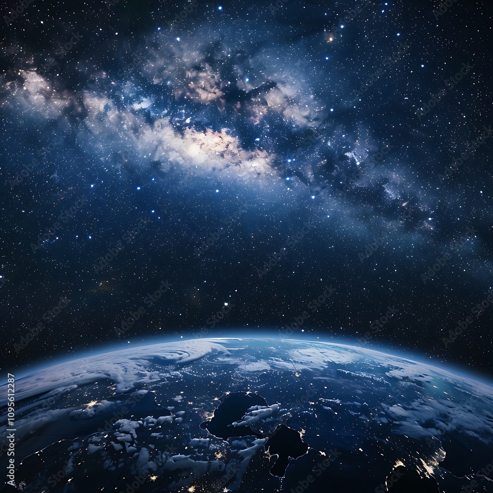 Obraz premium High-Resolution View of Planet Earth From Space, Showcasing the Stunning Beauty of the World Globe With Vivid Colors, Detailed Continents, and a Mesmerizing Cosmic Backdrop