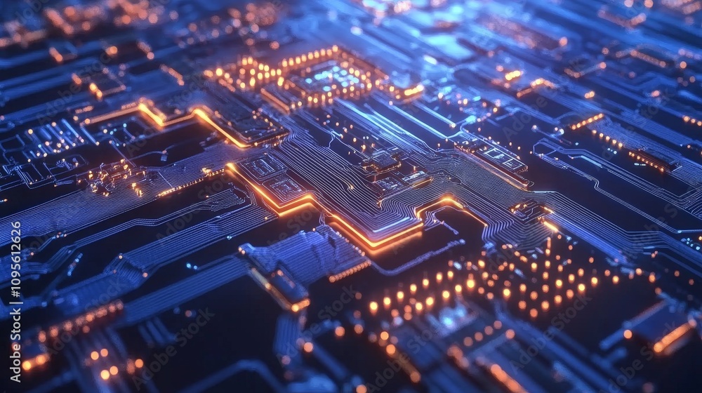 A visual of digital circuits and AI nodes, highlighting the power of artificial intelligence in technology. A visual of digital circuits and AI nodes, highlighting the power of artificial intelligence in technology.