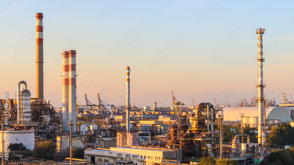 Vista da Fusina Hydrogen Power Station, destacando infraestrutura moderna e sustentável, símbolo de inovação na produção de energia limpa e renovável na Itália Vista da Fusina Hydrogen Power Station, destacando infraestrutura moderna e sustentável, símbolo de inovação na produção de energia limpa e renovável na Itália