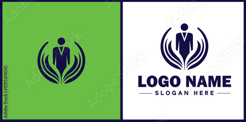Employment Agency icon Staffing agency Recruitment agency Temp agency flat logo sign symbol editable vector