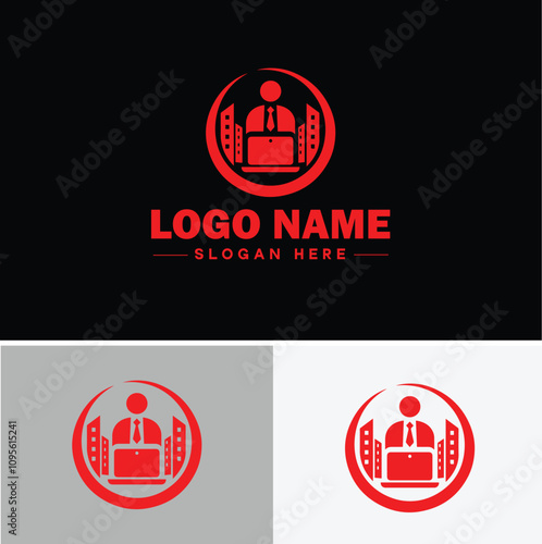 Employment Agency icon Staffing agency Recruitment agency Temp agency flat logo sign symbol editable vector