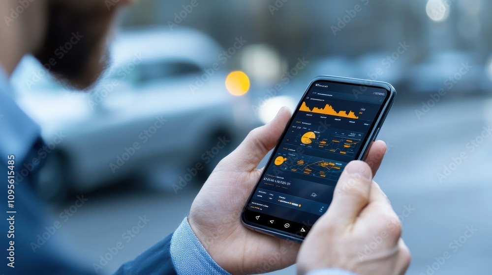 Analyst Using Smartphone App for Data Visualization Analyst Using Smartphone App for Data Visualization