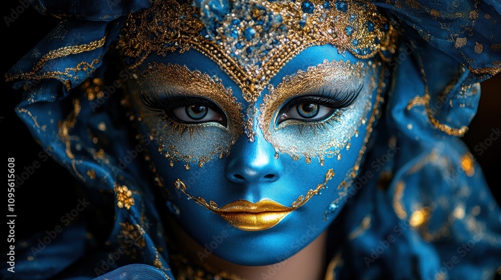 a blue and gold mask a blue and gold mask
