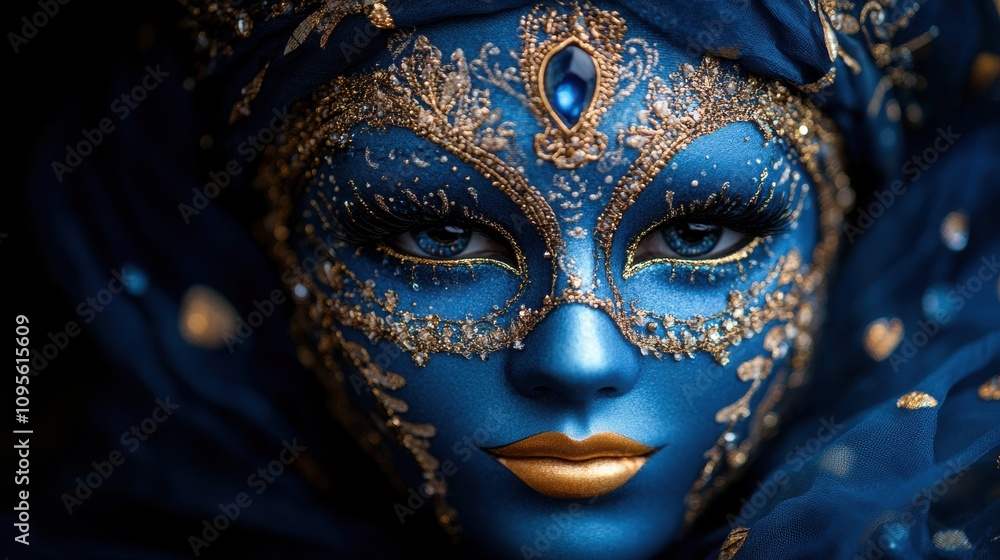 a blue and gold mask a blue and gold mask
