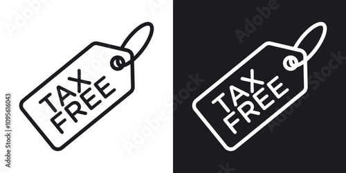 Tax free icon set in blackthin line style.