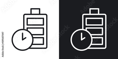 Battery life icon set in blackthin line style.