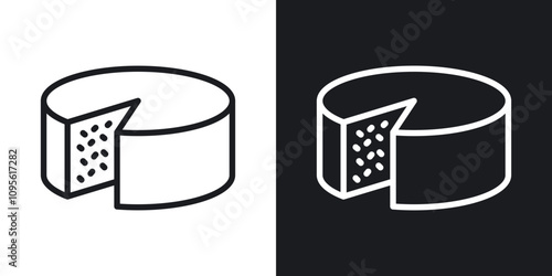 Parmesan icon set in blackthin line style.