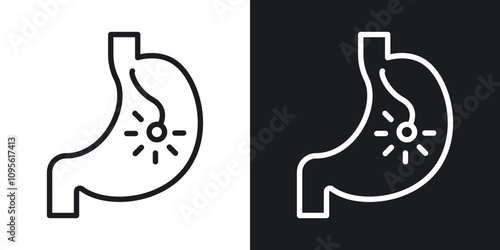 Endoscopy icon set in blackthin line style.