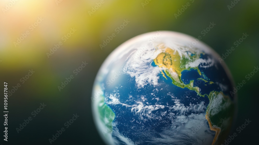Fototapeta premium Glowing Earth in Nature Emphasizing Environmental Preservation