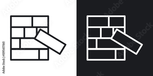 Jenga icon set in blackthin line style.