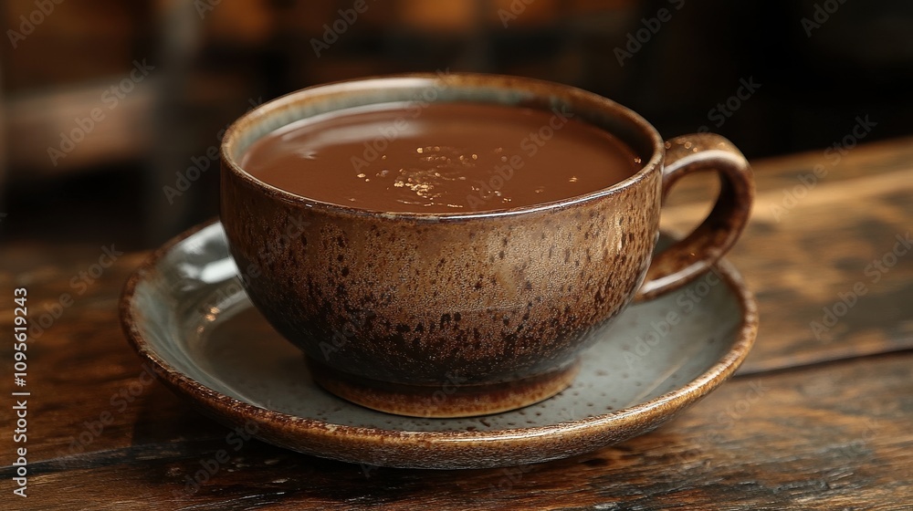 a chocolate fondue in a cup and saucer a chocolate fondue in a cup and saucer