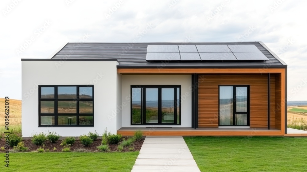 Modern Eco-Friendly Home Design with Solar Panels Modern Eco-Friendly Home Design with Solar Panels